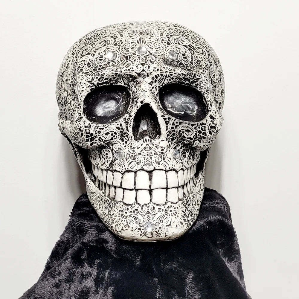 Day of the Dead Gothic Halloween Skull Laced & Jeweled